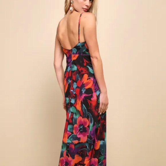 Beautiful Entrance Multi Floral Twist-Front Midi Dress - Picture 3 of 4